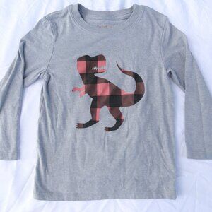 3 for $10 4T Girls Cat & Jack Long Sleeve T-Rex Dinosaur Shirt Gray Red Black